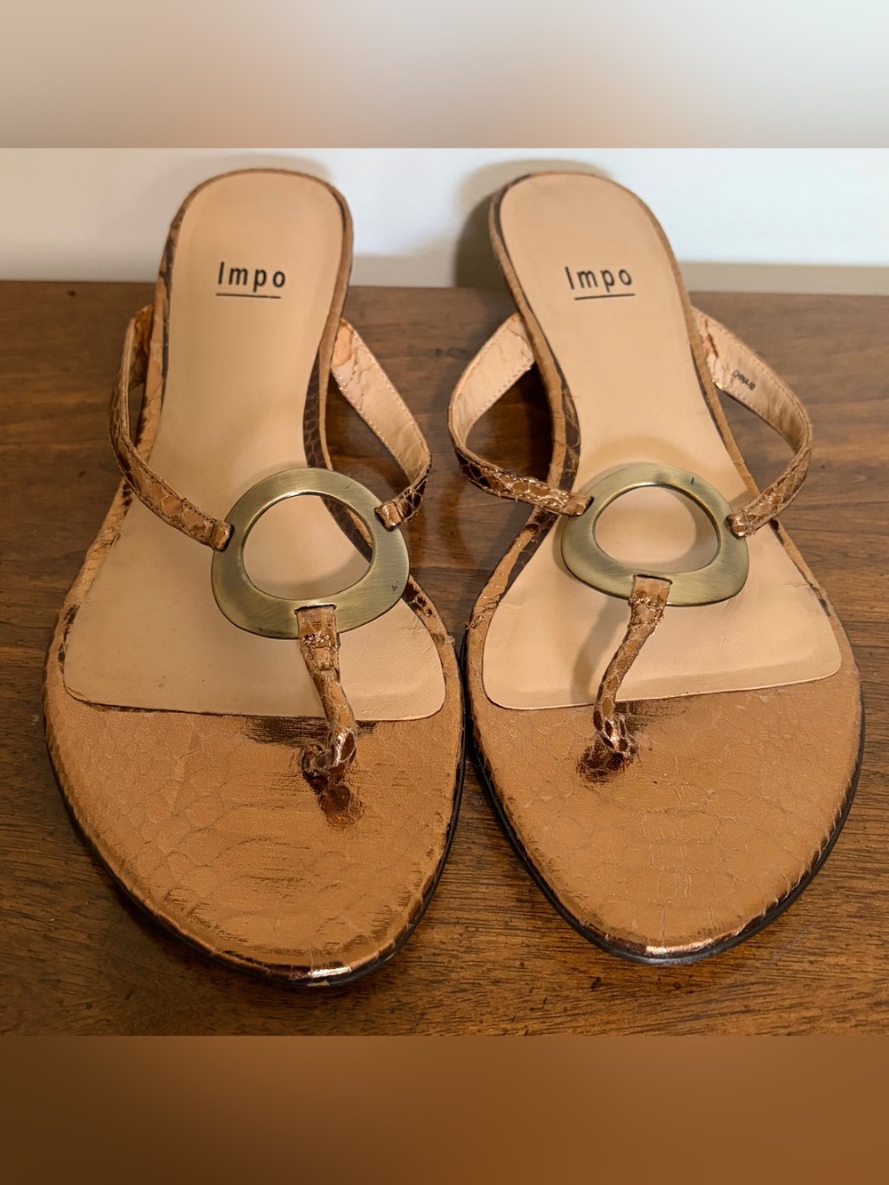 Impo Tan Thong Sandals with Brushed Gold Ring
